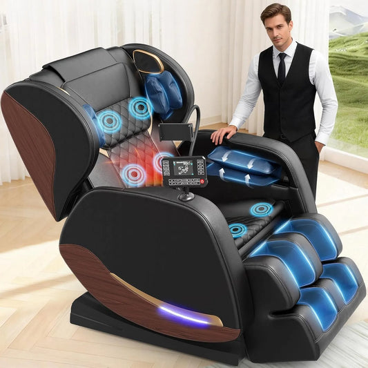 Poltrona relax con massaggio, 12 cm, Bluetooth, 14 rulli massaggianti per tutto il corpo, poggiapiedi regolabile da 12 cm, altoparlante Bluetooth