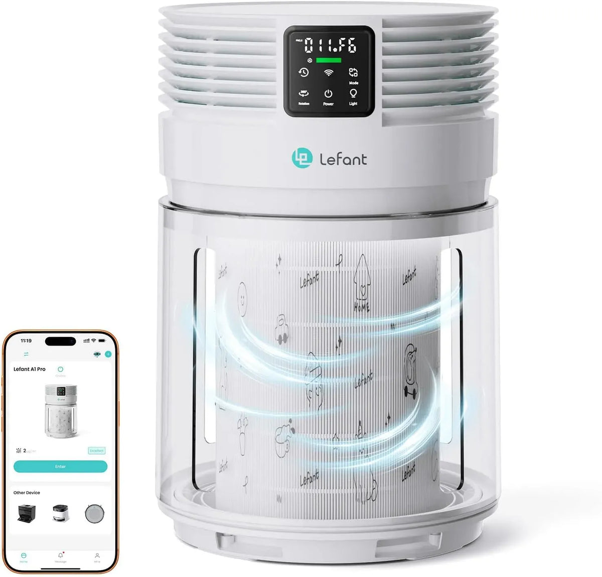 Lefant CADR350 Purificatore d'aria, Sensor PM2,5