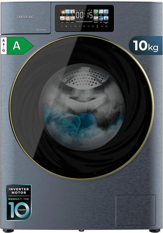 Cecotec Bolero Wash 10-6Kg Lavasciuga, 13 programmi, 6 kg, lavatrice/asciugatrice, effetto 3D, Inverter, Core Matrix Screen 9,2', 1400 rpm
