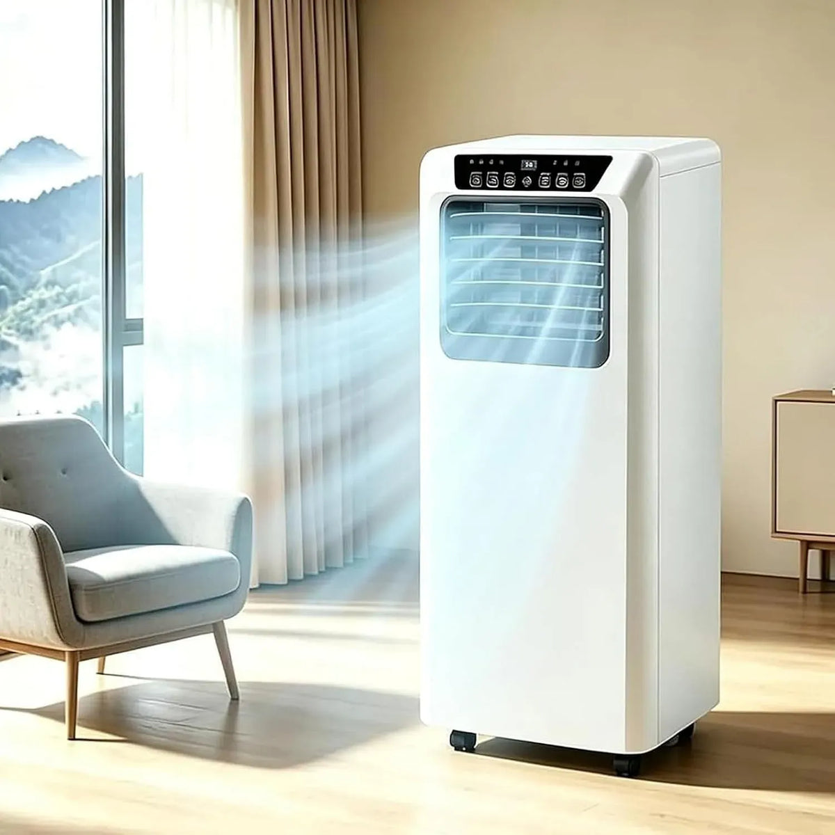 Condizionatore 3-in-1 9000BTU, 42 dB, classe energetica E, portatile