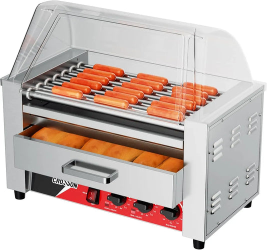 Copertura, 1350 W, professionale, acciaio inox, per Hot Dog in Acciaio Inox 1350W con 7 Rulli, CROSSON