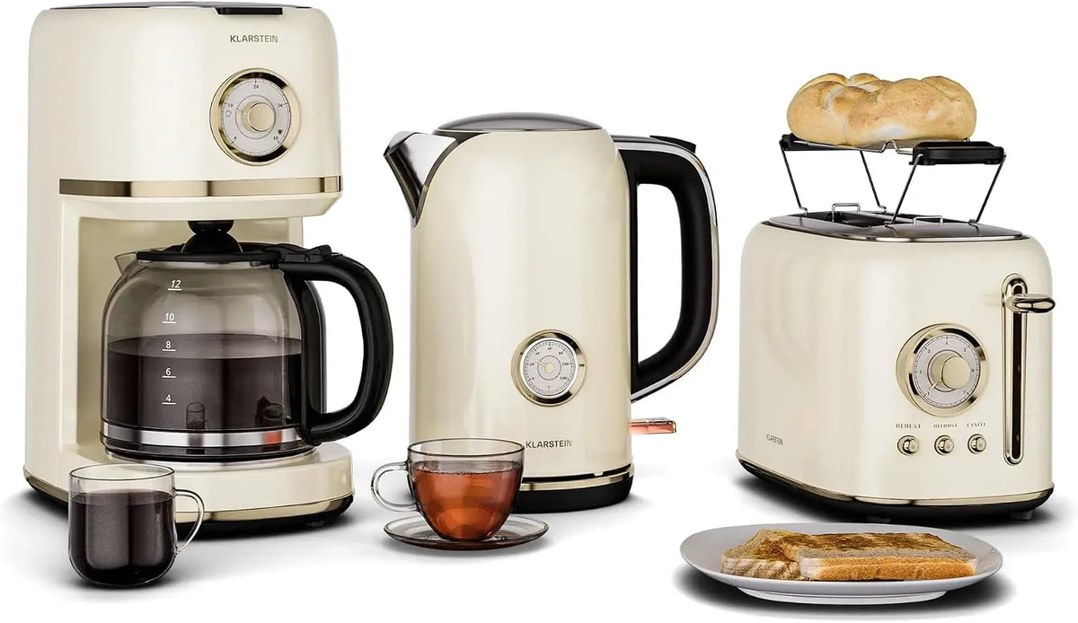 Klarstein Macchina da caffè, 1.7 L, Tostapane 2 Fette 7 Livelli, Bollitore Elettrico 1