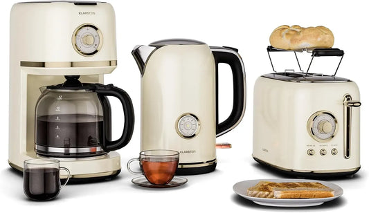 Klarstein Macchina da caffè, 1.7 L, Tostapane 2 Fette 7 Livelli, Bollitore Elettrico 1