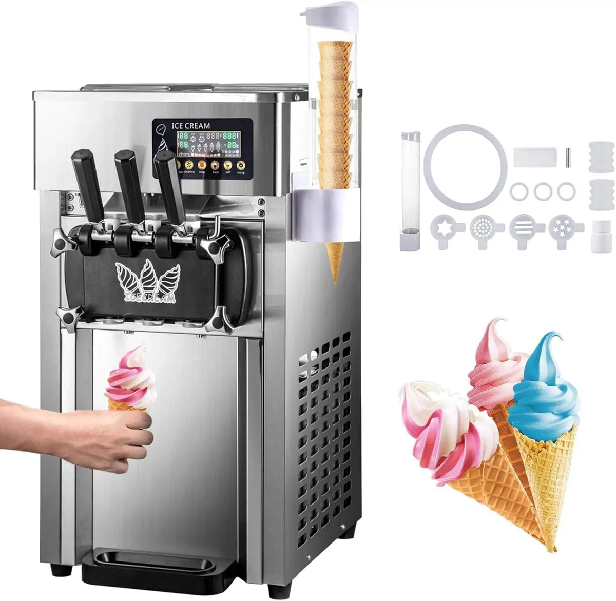 A168 Macchina per Ghiaccio, Macchina per Gelato, macchina da caffè elettrica, 2200 W, 28 L/h, professionale, ristoranti, acciaio inox