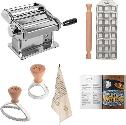 Macchina per la, 35 mm, per la Pasta Atlas 150 + Stampo per 24 Ravioli Quadrati