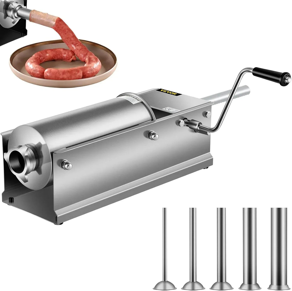 VEVOR tritacarne, Riempitrice per salsicce, 3 l, 5 l, 7 l, orizzontale, in acciaio inox