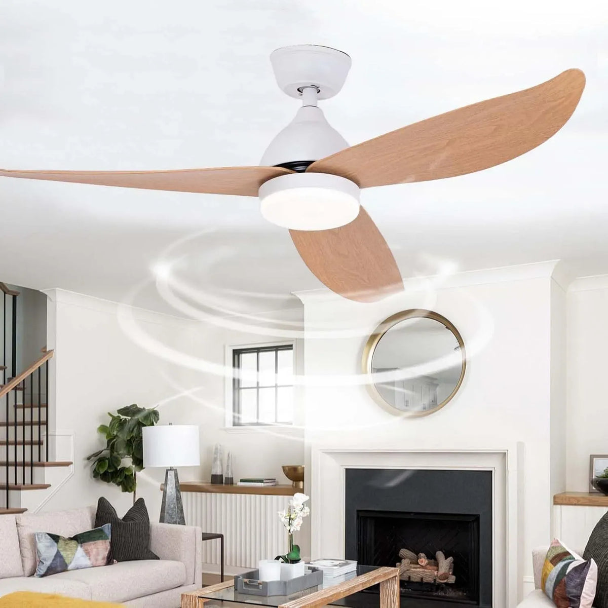 Ventilatore Cucina-138cm, ventola per circolazione dell'aria, Lampadario con Ventilatore da Soffitto Smart