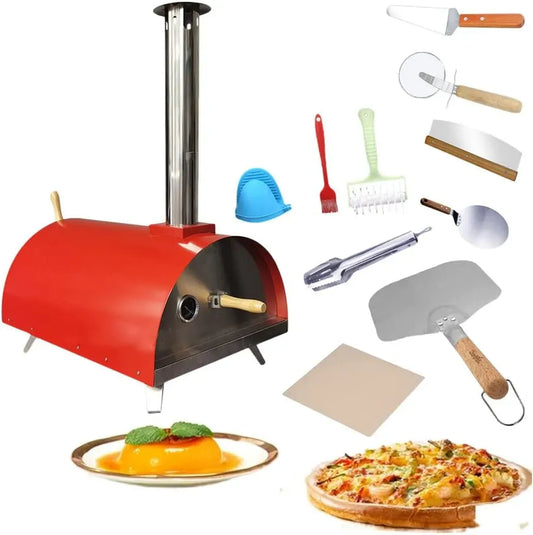 Forno elettrico per pizza, esterno, pietra refrattaria, acciaio inox, rosso