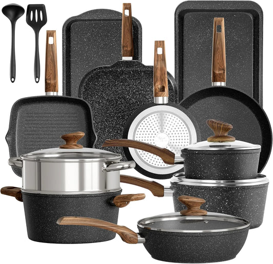 Kitchen Academy Set di Pentole e Padelle a Induzione, 17 Pezzi, Nero