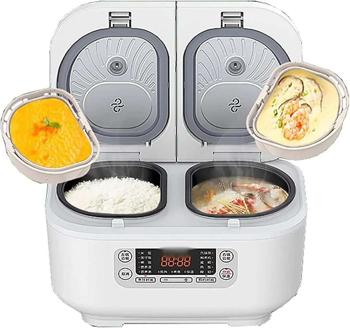 12H Cuociriso, cuociriso elettrico, 1,5 L, professionale, 2 zone di temperatura, per 1-3 Persone