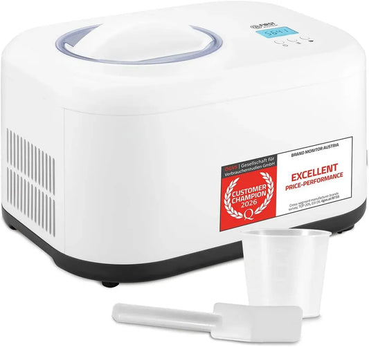 3-in-1-100W Macchina per Gelato, macchina per gelato e sorbetto, 1 L, 100 W, bianco, per Gelato Autorefrigerante per Frozen Yogurt, TZS