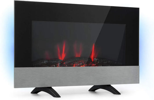 Klarstein Ventilatore, 2000 W, timer, nero, illusione di fiamme LED in 7 colori, timer settimanale, 2 livelli