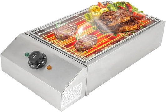 Barbecue, griglia, tavolo, 2600 W, 2 zone di temperatura, acciaio inox, per gocciolatura dell'olio per picnic