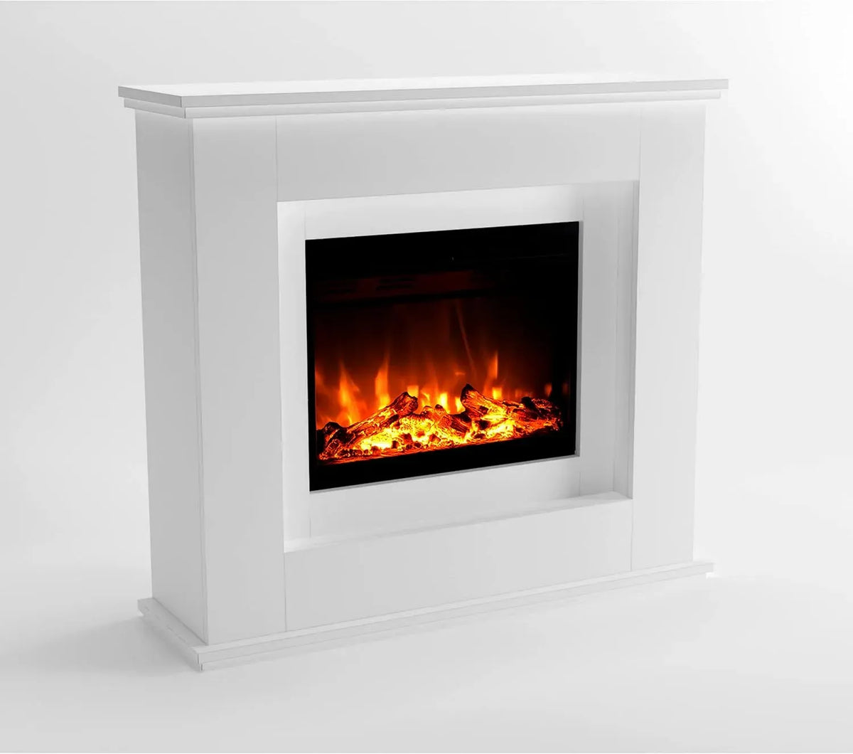 Ventola, 111x101x33 cm, funzione riscaldante, bianco, legno, GLOW FIRE
