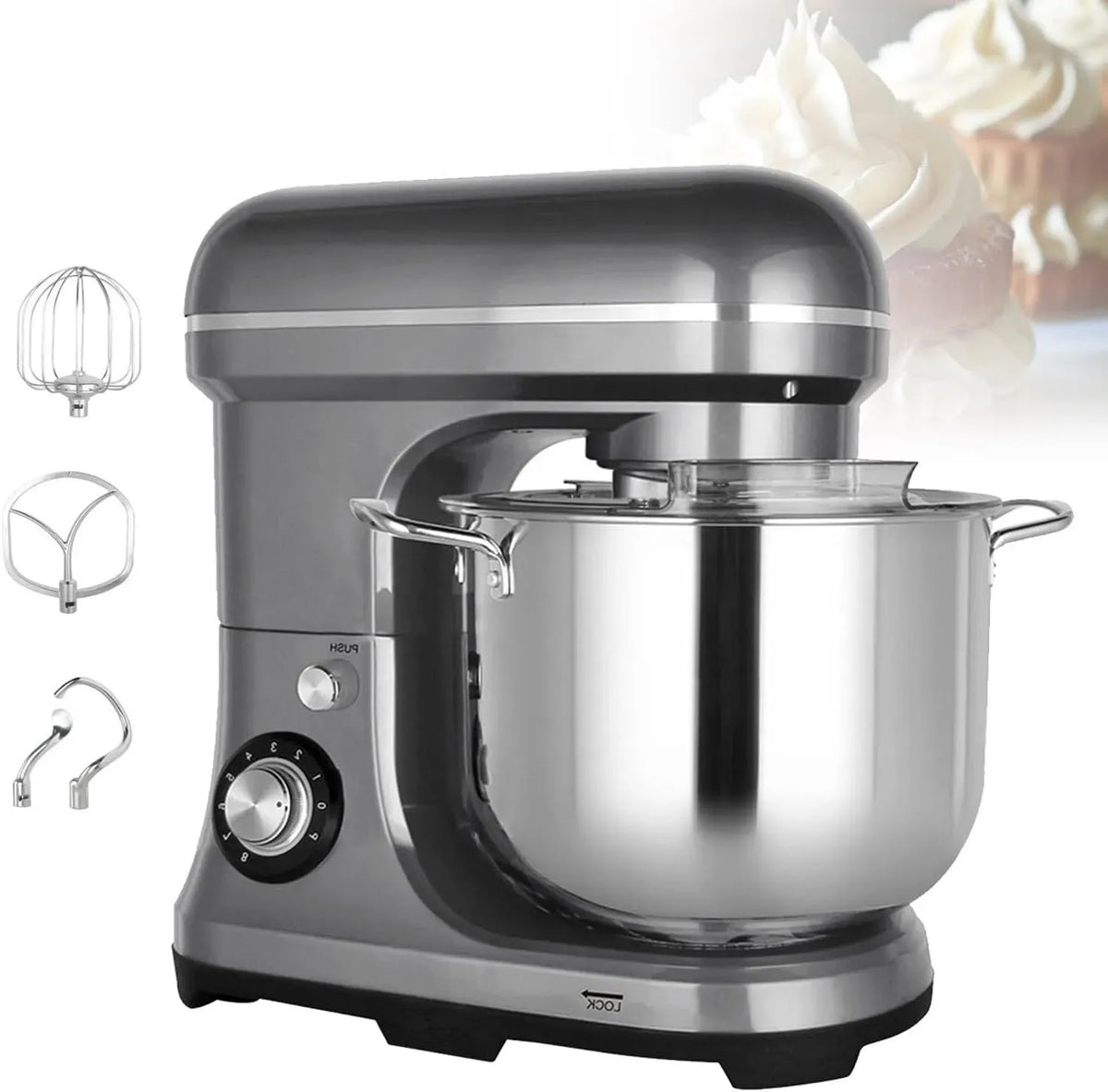 Perfetta per la panetteria, Gancio impastatore + Gancio impastatore + Frusta, per Impastatrice planetaria Professionale Multifunzionale, impastatrice
