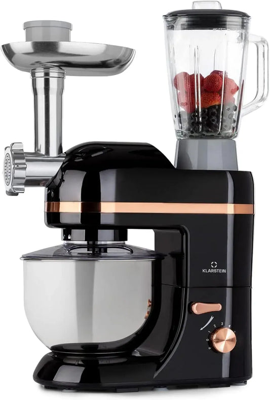 Klarstein Frullatore, 1800 W, pizza, professionale, con Gancio e Frusta, Impastatrice Planetaria 5 Litri, 1.5 L