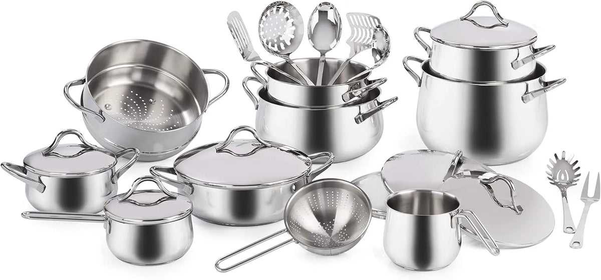 Batteria, acciaio inox, 24 Pezzi, Barazzoni, Made in Italy