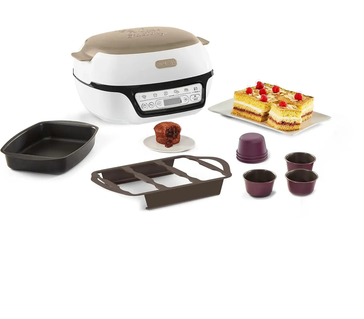 Tefal KD804910 Macchina per torta, 5 programmi, rivestimento antiaderente, alluminio, per torta intelligente