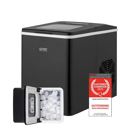 Macchina del ghiaccio, 1,8 L, 150 W, TZS, portatile, nero, 9 Cubetti di Ghiaccio pronto in 7-9 Minuti, 12 kg/giorno, 2 Dimensioni
