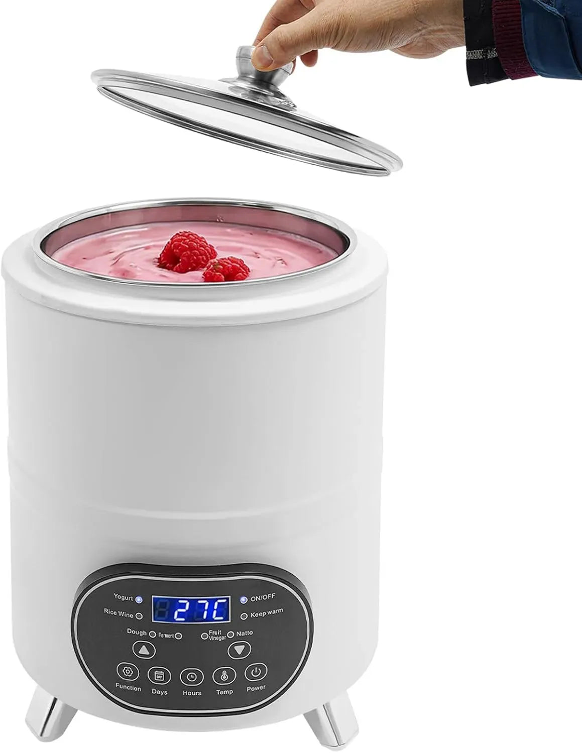 Macchina per yogurt, 8 L, bianco, con indicatore del tempo