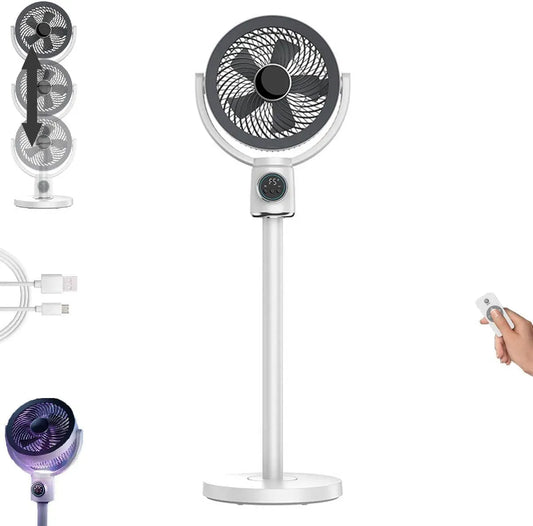 Ventilatore, oscillazione, USB, Oscillazione 100° e Inclinazione 90°, Luce LED Notturna