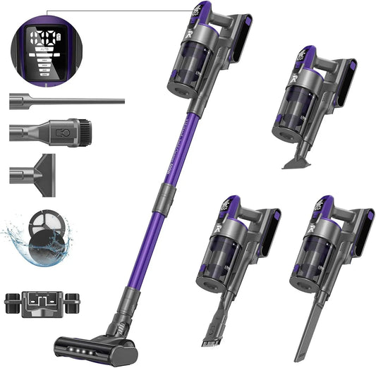 Aspirapolvere X18 58KPA/600W, 600 W, 4-in-1 con Faro LED e 4 Livelli di Aspirazione Regolabili, 80Min Autonomia, Tappeti e Peli di Animali