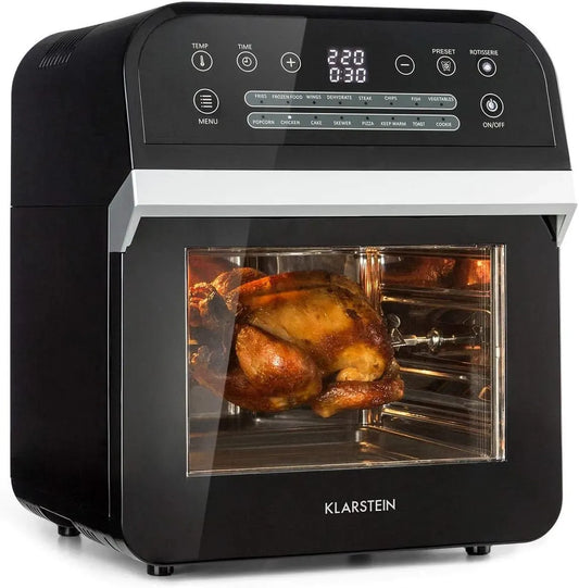 Klarstein Friggitrice ad aria, 12 L, 1600 W, 16 programmi, 50 a 230 °C, timer, effetto 3D, nero, Accessori in 5 Pezzi