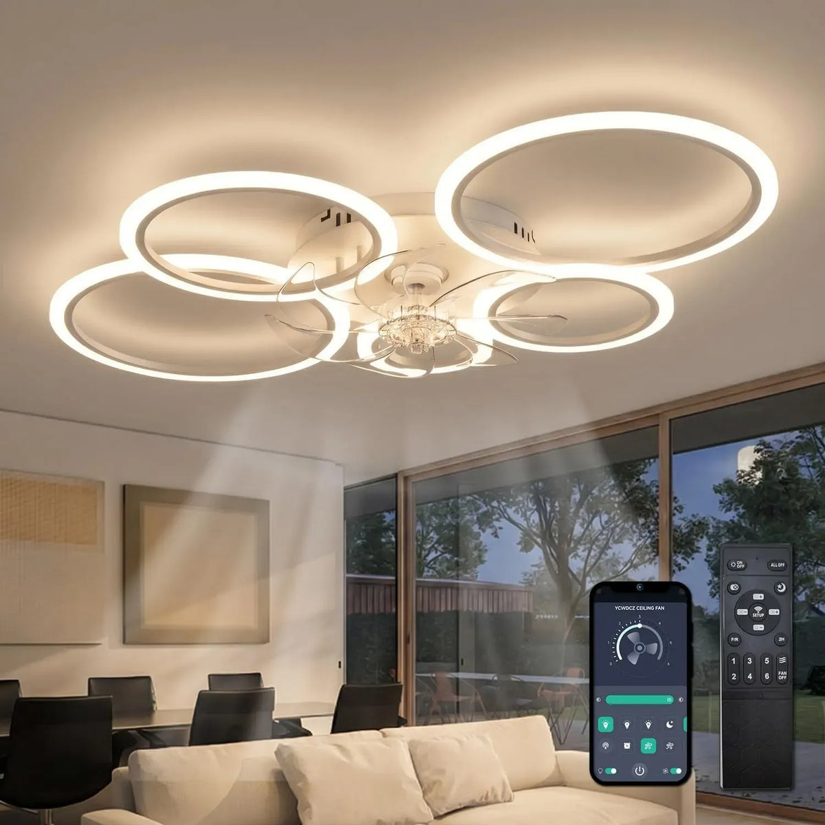 Ventilatore, 100cm, decorazione del soggiorno, bianco
