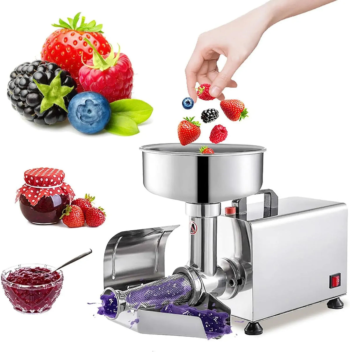 Passapomodoro elettrico, pressa per pomodori, professionale, acciaio inox, 90-160 kg/H, Macchina per Marmellata in Acciaio Inossidabile