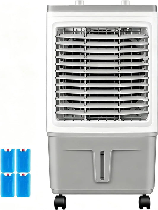 Controllo a Manopola, Raffrescatore Evaporativo Industriale, 4 Accumulatori di Ghiaccio, Serbatoio da 30 L, Oscillazione Automatica a 60°