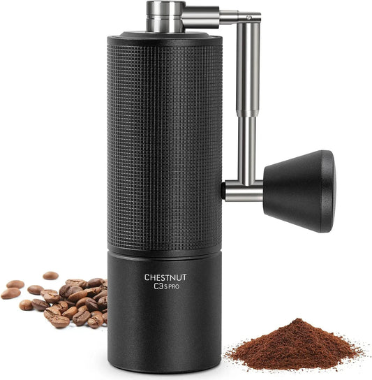 C3s Chestnut PRO, macinacaffè manuale, aggiornamento del corpo interamente in metallo integrato, per espresso e stampa francese