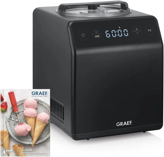 GRAEF IM706 segnale acustico, Gelatiera grigio micaceo, per funzione di raffreddamento automatico, 2 litri di gelato, gelatiera e yogurtiera, funzione