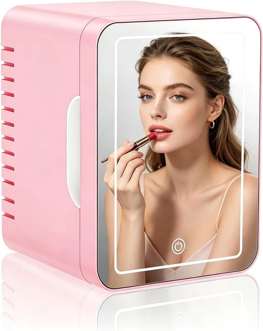 Frigorifero, 6 L, Alimentazione AC/DC, apparecchio refrigerante, Generico Mini frigo per Cosmetici da 6L con Specchio LED
