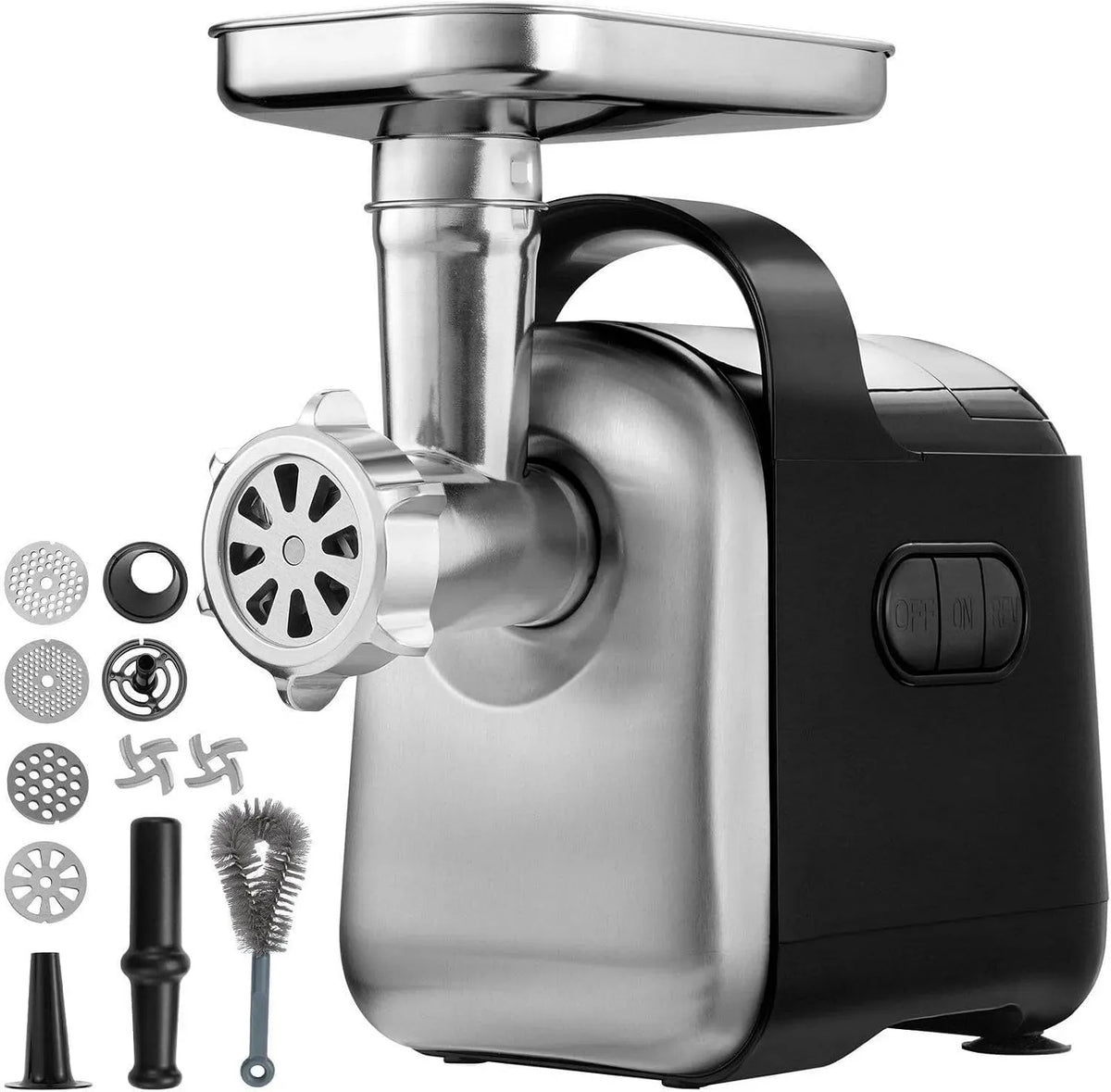Tritacarne Elettrico Commerciale, 6,6 Libbre/Min, Salsiccia ABS + Acciaio Inossidabile, Tritacarne Industriale da 550 W dotato di 2 Lame, 3 Piastre di