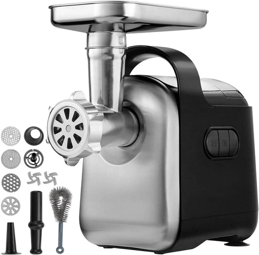 Tritacarne Elettrico Commerciale, 6,6 Libbre/Min, Salsiccia ABS + Acciaio Inossidabile, Tritacarne Industriale da 550 W dotato di 2 Lame, 3 Piastre di