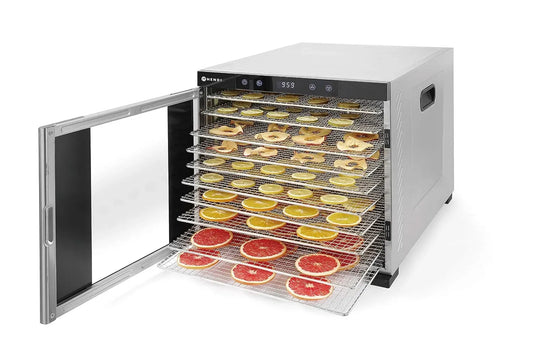 Asciugatrice, 1000 W, 35 a 75 °C, 230 V, HENDI 230V/1000W, timer, acciaio inox, 430x535x, 10 griglie, acciaio inossidabile, 416mm