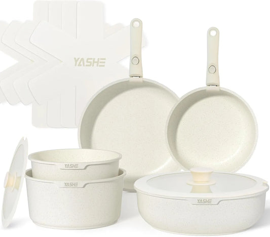 Forno elettrico, YASHE, bianco, Set da 13 pentole e padelle antiaderenti