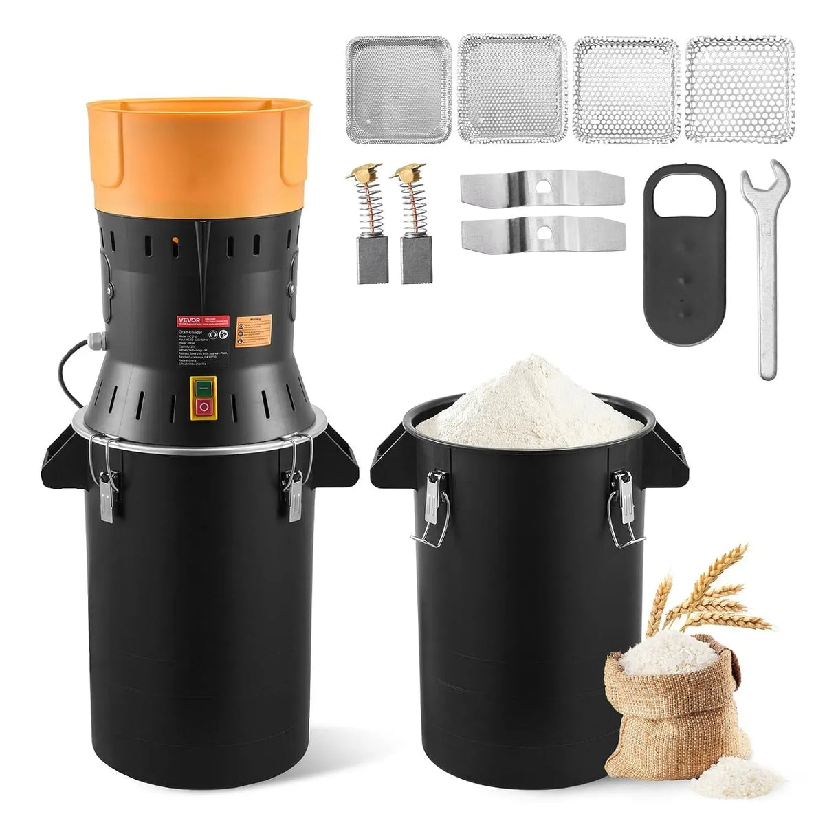 VEVOR Macchina per Polverizzazione, macchina da caffè elettrica, 25 L, 600 W, per Polverizzazione Cereali Spezie Grano ad Alta Potenza