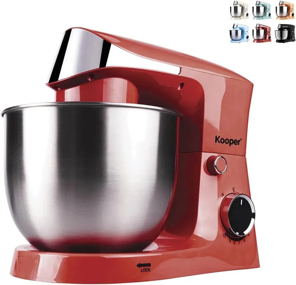 Impastatrice planetaria, rosso, ciotola rimovibile 5,5L, 10 velocità, 1500W, Kooper, 5,5 L