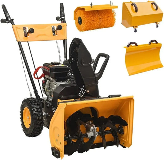 HP elettrica-3102972 Attrezzatura motorizzata per Esterni, Spazzatrice, per Casa e Giardino, Generico Set Spazzaneve e Spalaneve 4 in 1 a Benzina 6,5