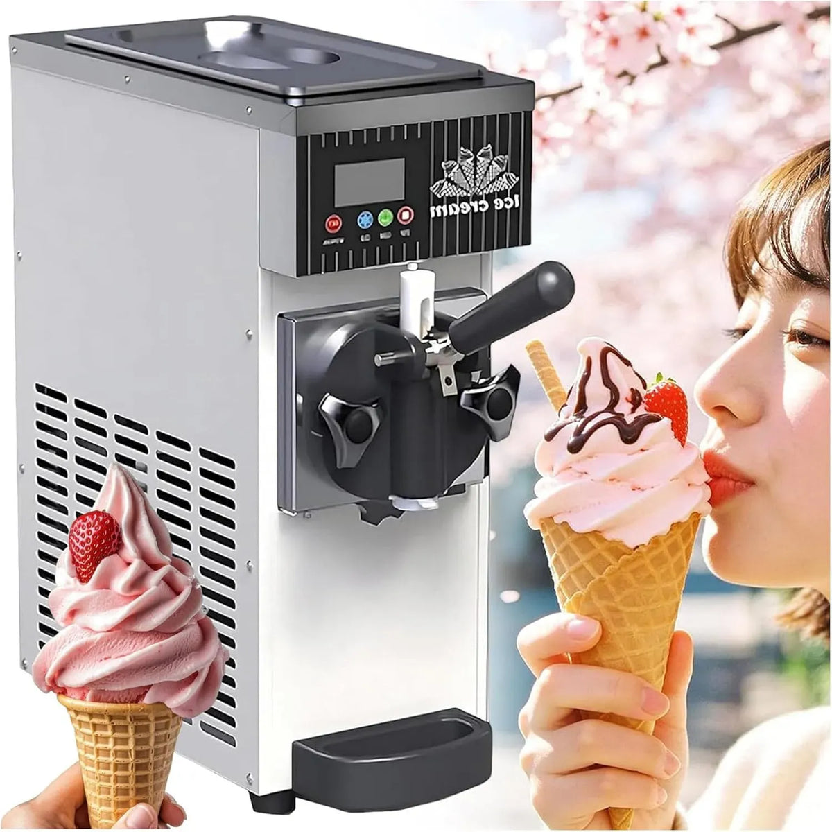 macchina per gelato e sorbetto, 3.5 L, 8 kg, display LCD, professionale, ristoranti, bianco, per Snack Bar da Ristorante 3.5L White