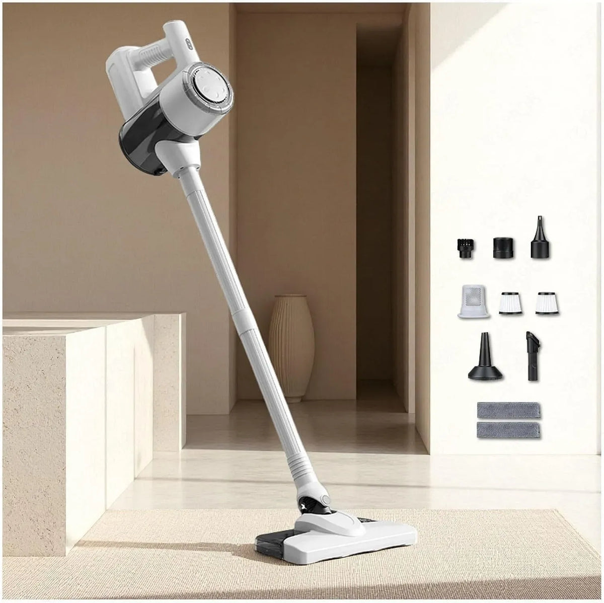 Aspirapolvere, portatile, ampio serbatoio, vapore, bianco, Aspira E Lava Pavimenti Casa 5 in 1 Portatile, 400ml Serbatoio