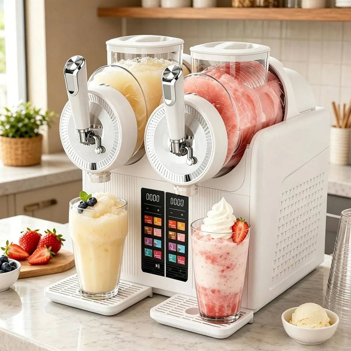 E 6 Macchina per Granita, Macchina per Granite, Macchina per Gelato, macchina da caffè elettrica, 6 programmi, ampio serbatoio, bianco