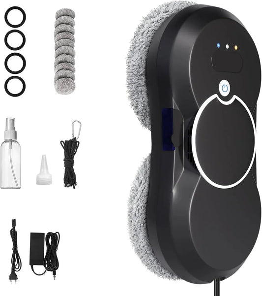 Lavavetri, Pulitore, Robot, pulitore elettrico per vetri, nero, per tutte le superfici lisce