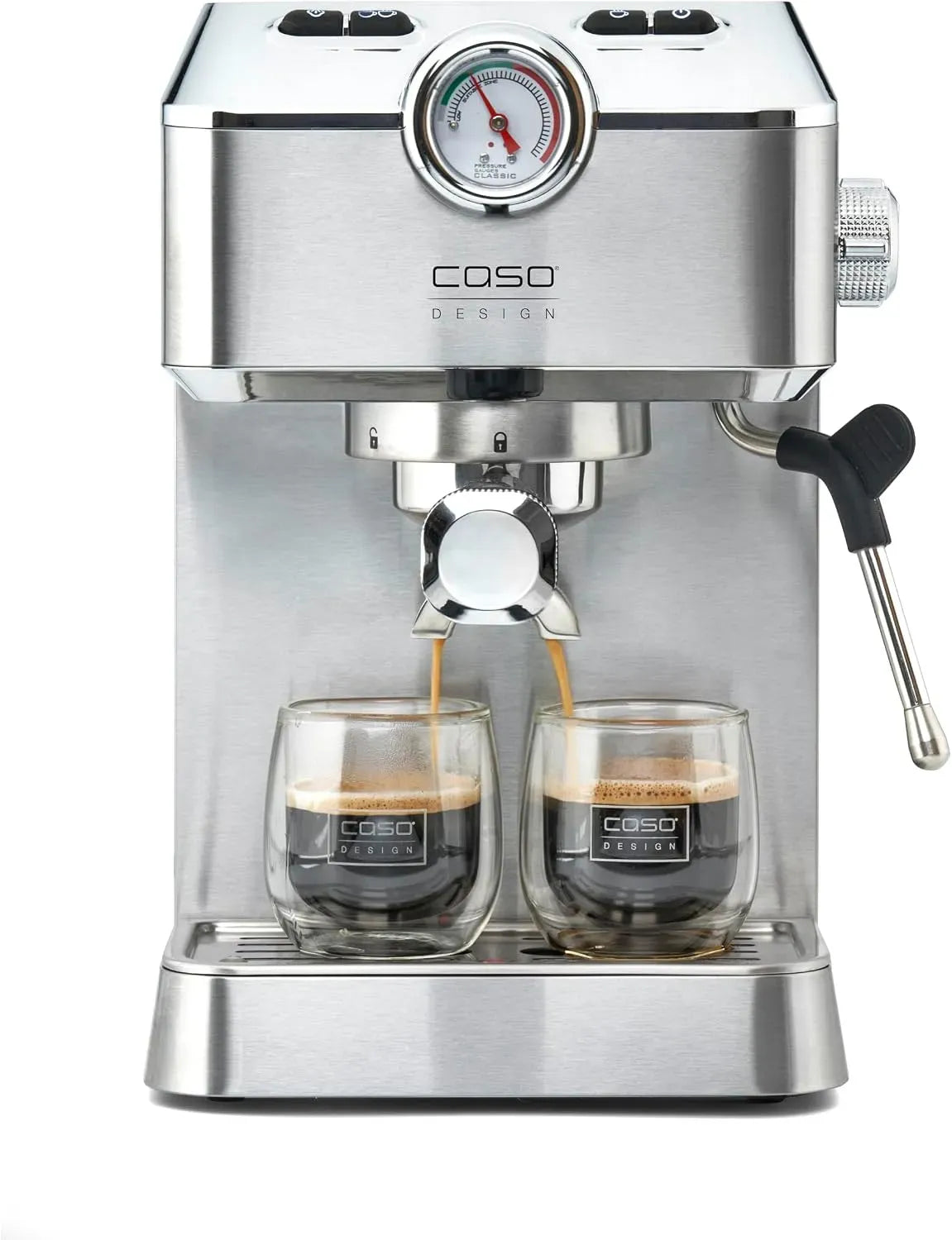 Caso Montalatte, cappuccinatore, acciaio inox, potente pompa Ulka da 19 bar, per caffè o cialde di caffè ESE, per 2 tazze