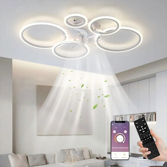 Ventilador De Techo LED dotato di Luz Ventilador De Techo De 130 W Con Control Remoto De Aplicación De Luz Temperatura De 3 Colores 6 Archivos Con