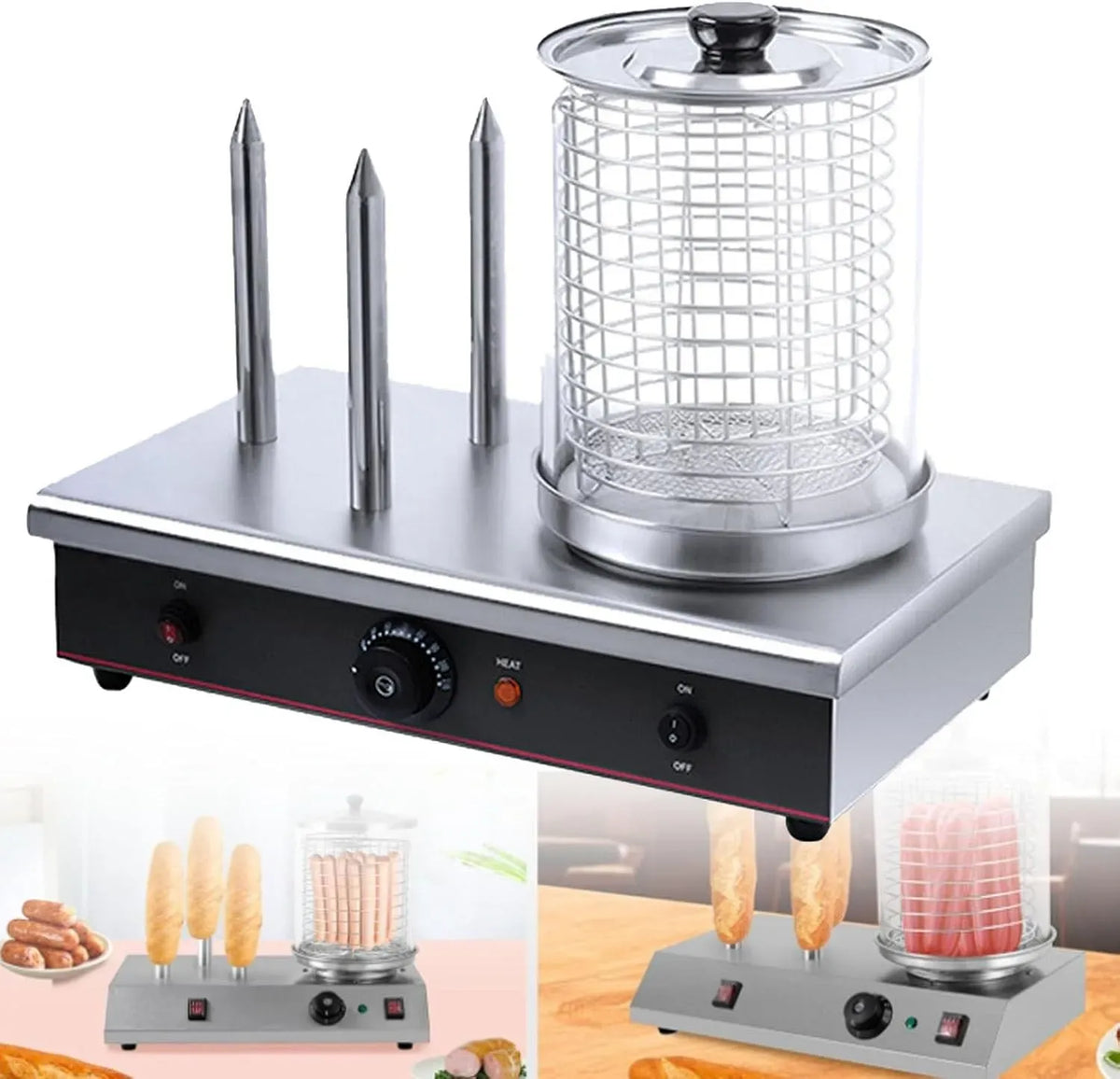 Macchina per Hot, 700 W, acciaio inox, per Hot Dog in Acciaio Inox