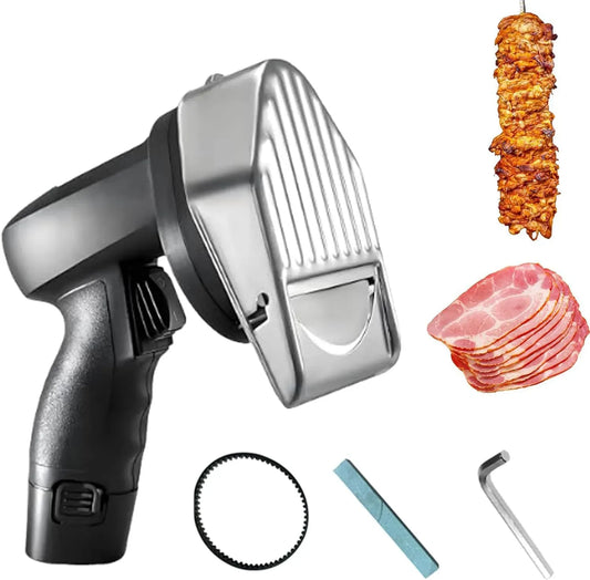 Affettatrice, Barbecue, affettatrice per alimenti, professionale, acciaio inox, senza fili, per Kebab