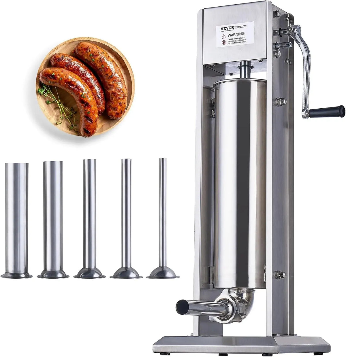 VEVOR Macchina per Salsicce, 7 L, ristoranti, acciaio inox, per Salsicce 7 L Macchina per Salsicce Verticale a Doppi