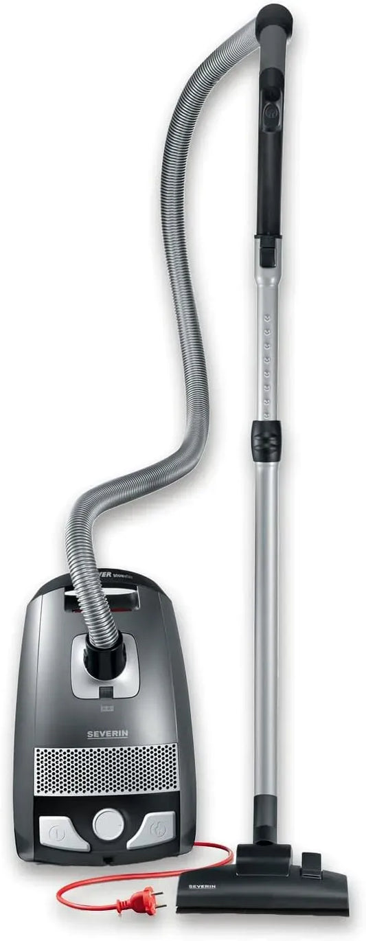 Severin HEPA 13 Aspirapolvere, 26,7 x 41,4 x 24,0 cm, 3 L, 750 W, grigio, BC 7045, Raggio d'Azione 9m, Bocchetta XL Parquet